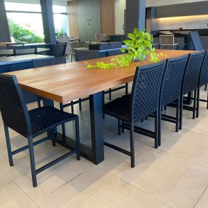 JOGO DE MESA DELI EM ALUMINIO COM CORDA NAUTICA E MADEIRA CUMARU- 10 LUGARES